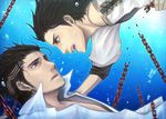  bad_id bad_pixiv_id brown_hair chain dual_persona earrings jewelry kaname_(cherry0732) male_focus multiple_boys quark_(the_last_story) red_eyes the_last_story underwater yellow_eyes 