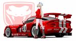  1girl 24_hours_of_le_mans absurdres ass bbs_(wheel) blonde_hair blue_archive blue_eyes car chrysler dodge_(company) dodge_viper french_flag grey_socks halo hands_in_pockets highres jacket long_hair looking_at_viewer michelin michelin_man mobil1 motor_vehicle race_vehicle racecar red_jacket rlayuta shadow shoes sneakers socks solo spoiler_(automobile) sponsor sports_car stnading toki_(blue_archive) vehicle_focus very_long_hair white_background white_shoes 