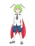  androgynous antennae cape clenched_hand full_body green_eyes green_hair kieeyo serious shoes simple_background socks solo touhou wriggle_nightbug 