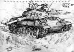 absurd_res anthro anxiousboar armor canid canine canis commander domestic_dog female german_shepherd gun herding_dog hi_res japan machine machine_gun male mammal military pastoral_dog pencil ranged_weapon reflection shaded sketch solo tank_(vehicle) traditional_media_(artwork) vehicle war weapon