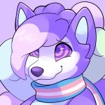  anthro fur furrowed_brow generation_1_pokemon headshot_portrait hypnosis icon lgbt_pride mind_control multi_tail multicolored_body multicolored_fur multicolored_neckwear multicolored_scarf neckwear nintendo nonbinary_(lore) pokemon pokemon_(species) portrait pride_color_neckwear pride_color_scarf pride_colors rindeadsong ringed_eyes scarf smile solo tail trans_(lore) transgender_pride_colors vulpix wavy_mouth wavy_smile willow_(willowpoke) 