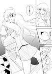  1girl ahoge bad_id bad_pixiv_id bow braid choker collarbone comic contemporary gisyo glasses greyscale hair_bow hug kirisame_marisa long_hair long_sleeves monochrome morichika_rinnosuke short_hair single_braid tears touhou translation_request 