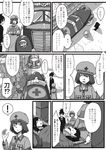  2girls a.hebmuller ambulance bad_id bad_pixiv_id car comic formal glasses greyscale ground_vehicle hat monochrome motor_vehicle multiple_boys multiple_girls original red_cross stretcher suit translated 