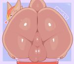 2025 against_surface alternate_color anthro artist_name ass_on_glass backsack balls big_balls biped blue_markings border bottomwear bottomwear_down brown_body brown_fur brown_skin brown_tail butt butt_focus cheek_tuft cinderace clothed clothing colored darkened_balls darkened_genitalia dated digital_drawing_(artwork) digital_media_(artwork) english_text facial_tuft fingers frumples fur generation_8_pokemon genital_raphe genitals glass glistening glistening_balls glistening_body glistening_butt glistening_eyes glistening_genitalia glistening_perineum glistening_thighs grey_balls grey_perineum hand_on_leg hand_on_thigh heart_symbol hi_res huge_thighs lagomorph leporid light lighting looking_at_viewer looking_back male mammal markings multicolored_body multicolored_bottomwear multicolored_clothing nintendo on_glass onomatopoeia orange_bottomwear orange_clothing orange_eyes orange_pants pants pants_down partially_clothed perineum pink_nose pokemon pokemon_(species) portrait presenting presenting_balls presenting_hindquarters pupils purple_background purple_border rabbit raphe_(anatomy) rear_view scrotal_raphe shaded shiny_pokemon short_tail signature simple_background solo sound_effects tail text thick_thighs three-quarter_portrait three-quarter_view tuft two_tone_bottomwear two_tone_clothing two_tone_pants white_bottomwear white_clothing white_pants white_sclera widescreen