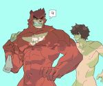  abs anthro bear biceps body_hair chest_hair covetedmeatball deltoids duo fangs forearms fur fur_markings hi_res human kumatetsu kyuta looking_at_another male mammal markings muscular muscular_anthro muscular_male nude pecs simple_background teeth the_boy_and_the_beast towel towel_on_shoulder triceps wet 