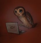  avian bubble claws computer cute feral fish gold_fish laptop marine nargle owl solo wings 