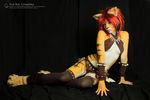 bodypaint clothed clothing cosplay ear_piercing feathers feline female hair leather mammal piercing red_hair skimpy tiger tribal_clothing yuricocosplay yurikocosplay 