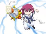  drill kamen_rider kamen_rider_fourze_(series) mahjong miyanaga_teru oniyan parody red_eyes red_hair rocket saki school_uniform serafuku shiraitodai_school_uniform short_hair solo 