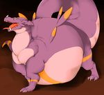  dragon dragoneer dragoneer_(character) feral inflation morbidly_obese obese open_mouth overweight quadruped thick_tail thunper wings 