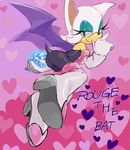  bat_wings boots chaos_emerald character_name drawr eyeshadow furry gloves heart heart_background kon_(kin219) makeup pink_background rouge_the_bat sonic_the_hedgehog wings 