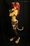  bodypaint clothed clothing cosplay ear_piercing feathers feline female hair leather mammal piercing red_hair skimpy tiger tribal_clothing yuricocosplay yurikocosplay 