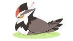  beak bird closed_eyes from_side gotchibam grass no_humans pokemon pokemon_(creature) simple_background sleeping solo staraptor white_background zzz 