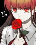  bad_id bad_pixiv_id brown_hair flower ib ib_(ib) long_hair red_eyes red_flower red_rose rose zakki 