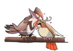  artist_name beak bird branch closed_eyes emperorvenus heart highres no_humans pidgeot pokemon pokemon_(creature) simple_background staraptor white_background 