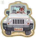  badge canine driving fox jeep kacey looking_at_viewer mammal nightfox plain_background 