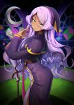  absurdres ass belt commission commissioner_upload fantasy_life geartheartist half-closed_eyes highres noelia_(fantasy_life) non-web_source pants purple_hair smirk staff tight_clothes tight_pants 