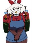  2024 anthro avian beak big_breasts bird blue_clothing blue_overalls breasts brown_body chicken clothed clothed_female clothing corn digital_drawing_(artwork) digital_media_(artwork) female female_anthro food galliform gallus_(genus) hair non-mammal_breasts overalls petra_(xarop77) phasianid plant portrait red_clothing red_shirt red_topwear ring_(jewelry) shirt solo text three-quarter_portrait topwear white_hair xarop77 