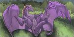  anus artonis bushes clitoris dragon female feral grass hair hands horn inviting looking_at_viewer lying neck on_back outside paws presenting purple purple_scales purple_skin pussy pussy_juice scalie smile soles solo spread_legs spreading thick_tail toes wings 