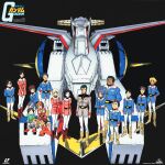  1980s_(style) absurdres amuro_ray artist_request belt boots bright_noa character_request earth_federation fraw_bow glasses gundam hayato_kobayashi highres job_john kai_shiden katz_howan kikka_kitamoto laserdisc_cover letz_cofan logo military_uniform mirai_yashima mobile_suit_gundam retro_artstyle ryu_jose sayla_mass scan spacecraft title traditional_media white_base 