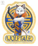  anthro badge blue blue_eyes canine chinese clothing female fur hair kacey looking_at_viewer mammal ornament pose solo white white_fur wolf wolftale 