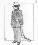  anthro belt buttons capitan clothed clothing feline female greyscale gunnery_sergeant hat kacey mammal marine medal melee_weapon monochrome pencil plain_background pockets sergeant sketch stripes sword uniform usmc weapon white_background 