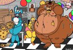  anthro avian balloon bear belly big_belly big_butt biped bird bodily_fluids bound box butt canid canine chicken chonkermon chuckling container feeding female five_nights_at_freddy's five_nights_at_freddy's_2 food food_stains fox galliform gallus_(genus) group huge_belly huge_butt huge_thighs inflatable lagomorph leporid male mammal mangle_(fnaf) messy moobs obese overweight party phasianid pizza pizza_box rabbit scottgames slob stuffing sweat talking_to_another thick_thighs toy_bonnie_(fnaf) toy_chica_(fnaf) toy_freddy_(fnaf) weight_gain 