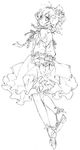  bad_id bad_pixiv_id copyright_request dress greyscale monochrome simple_background solo white_background yuetsuki_(ash) 
