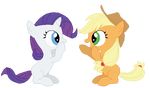  animated applejack_(mlp) blonde_hair blue_eyes cowboy_hat cub equine female feral friendship_is_magic fur green_eyes hair hat horn horse mammal my_little_pony orange_fur plain_background pony rarity_(mlp) tomdantherock transparent_background unicorn white_fur young 