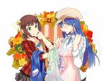  :q amami_haruka bad_id bad_pixiv_id blue_hair blush brown_hair cabbie_hat clothes_in_front cotoro56 floral_background flower flying_sweatdrops green_eyes hair_ribbon hand_on_own_chin hat idolmaster idolmaster_(classic) jacket kisaragi_chihaya long_hair multiple_girls open_mouth pansy plaid ribbon shirt short_hair skirt sleeves_rolled_up star striped striped_background tongue tongue_out turtleneck vertical-striped_background vertical_stripes white_background yellow_eyes 