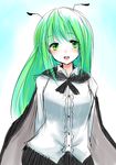  alternate_hair_length alternate_hairstyle antennae blouse blush cape green_eyes green_hair han_(jackpot) long_hair older open_mouth sketch smile solo teenage touhou wriggle_nightbug 