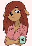  anthro black_nose breasts canine cleavage clothed clothing coffee_mug disney ducktales ear_piercing fauxanne female mammal piercing solo ta-na 