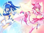  2girls black_lilith blue_hair game_cg himemiya_miwa long_hair mahou_shoujo_fairy_knights multiple_girls nobushito_kuro pink_hair yuuki_rio_(fairy_knights) 