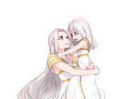  bad_id bad_pixiv_id child danbi2021 dress fate/zero fate_(series) illyasviel_von_einzbern irisviel_von_einzbern lifting long_hair mother_and_daughter multiple_girls open_mouth pink_eyes simple_background smile very_long_hair white_background white_dress white_hair 