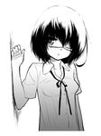  another bad_id bad_pixiv_id eyepatch greyscale jitsudan misaki_mei monochrome shirt 