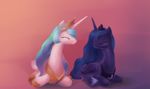  bluedrg crown duo equine female feral friendship_is_magic hair horn mammal multi-colored_hair my_little_pony princess_celestia_(mlp) princess_luna_(mlp) sibling sisters white_body winged_unicorn wings 