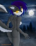  2018 anthro butt digital_media_(artwork) female fur hair halloween hi_res holidays looking_at_viewer mammal mephitid pinup pose skunk smile solo 