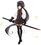  feathers long_hair original red_eyes simple_background skirt solo sword tsukii very_long_hair weapon white_background 