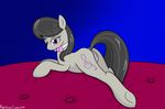  anus black_hair butt cutie_mark equine female feral friendship_is_magic hair horse long_hair looking_at_viewer looking_back mammal my_little_pony octavia_(mlp) pixelarrow pony purple_eyes pussy pussy_juice smile solo 