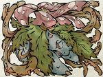  bad_pixiv_id fine_art_parody flower gen_1_pokemon leaf nihonga no_humans parody pokemon pokemon_(creature) red_eyes scar shimanoko solo thorns venusaur 