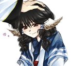  animal_ears aruruw black_hair blush brown_eyes hair_tousle hakuoro heart leonis425 petting solo_focus upper_body utawareru_mono 