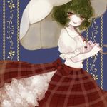  green_hair kazami_yuuka lips plaid red_eyes shirt short_hair skirt smile solo touhou umbrella yujup 