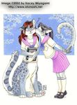  &lt;3 anthro canine chakat couple duo feline female kacey kissing leopard lesbian mammal sakura school_uniform snow_leopard taur wolf young 