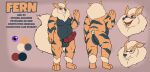2025 absurd_res angry anthro arcanine balls big_balls big_penis black_body black_fur butt digital_drawing_(artwork) digital_media_(artwork) english_text eyewear fangs fluffy fluffy_tail fur generation_1_pokemon genitals glasses happy hi_res knot knotted_penis male model_sheet neck_tuft nintendo nude nude_anthro open_mouth orange_body orange_fur penis pokemon pokemon_(species) purple_eyes red_penis solo striped_body stripes sudsypup tail teeth text tuft