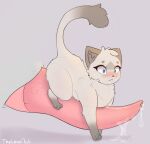 animal_genitalia animal_penis big_penis blue_eyes blush bodily_fluids cetacean_genitalia cetacean_penis circle_eyebrows dipstick_tail disembodied_penis domestic_cat dragon eyebrows felid feline felis female feral fluffy fur genital_fluids genitals grey_markings head_tuft hi_res lia_(thelonearch) male mammal markings mythological_creature mythological_scalie mythology paws penile penis penis_riding pink_penis precum scalie size_difference solo surprised tail tail_markings tan_body tan_fur tapering_penis thelonearch tuft vein