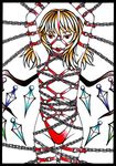  arm_strap bad_id bad_pixiv_id ball_gag bdsm blonde_hair bondage bondage_outfit bound chain chained collar flandre_scarlet flat_chest gag gagged hakkyou_seinen_dogura_magura harness no_nipples red_eyes solo standing thigh_strap touhou wings 