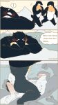 ambiguous_gender anthro anthro_on_anthro anus arm_support avian balls bird black_body black_fur blush bodily_fluids bubble butt butt_grab casual_nudity comic cowgirl_position crossed_arms dominant dominant_anthro dominant_male dot_eyes emperor_penguin exclamation_point eyes_closed fluffy from_front_position fur fuzzy genitals glacier grey_body grey_fur group hand_on_butt hi_res humanoid_genitalia humanoid_penis ice imminent_anal imminent_sex interspecies leopard_seal looking_at_another lovebuffpg45 male male/male mammal marine muscular muscular_anthro muscular_male narrowed_eyes nervous nervous_sweat nude on_bottom on_ice on_top orange_eyes outside partially_submerged penguin penis pinniped predator/prey raised_arm sea seal sex signature simple_eyes smile standing straddling submissive submissive_anthro submissive_male sweat tail teeth text thought_bubble thoughts tongue tongue_out underwater walking water white_eyes