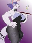 5_fingers anthro beverage big_breasts big_bulge blue_eyes blush bodily_fluids bow_tie breasts bulge bunny_costume clothed clothed_anthro clothed_gynomorph clothed_intersex clothing costume cross-popping_vein detailed_bulge dfaop fingers fishnet_clothing fishnet_legwear frown generation_2_pokemon genital_outline gynomorph hair hand_on_hip hi_res huge_thighs intersex legendary_pokemon legwear leotard lugia muscular muscular_anthro muscular_gynomorph muscular_intersex nintendo penis_outline pokemon pokemon_(species) scylia serving_tray showgirl small_waist solo sweat sweatdrop tail tattoo thick_tail thick_thighs unimpressed wide_hips