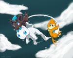  blue_eyes buizel child_pok&eacute;mon clone cloud clouds dark grey_eyes group legendary_pok&#233;mon mew nintendo pok&#233;mon pok&eacute;mon psychic red_eyes shiny shiny_pok&#233;mon stripes video_games water young zorua 