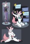 anthro berri_(eclairscollection) blush bodily_fluids clothing eclairscollection eeveelution english_text female generation_6_pokemon genital_fluids genitals hi_res holding_object holding_sex_toy lingerie mastectomy_scar masturbation nintendo nonbinary_(lore) one_eye_closed pokemon pokemon_(species) scar selfie sex_toy solo spread_legs spreading sylveon tail tail_motion tailwag text texting texting_ui toying_self undressing undressing_self vaginal_fluids vibrator vulva wand_vibrator wink
