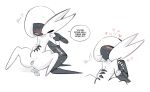 abafterdark anthro arthropod black_body blush dialogue duo egg egg_in_vagina female hand_holding heart_symbol hi_res hollow_knight:_silksong hollow_knight_(franchise) horn hornet_(hollow_knight) lace_(hollow_knight:_silksong) speech_bubble team_cherry white_body
